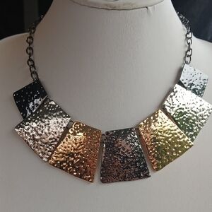 Paparazzi Silver and Gold Hammered Necklace